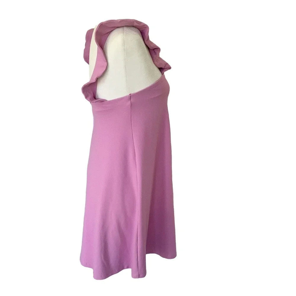 Susana Monaco Ruffle V Strap Dress Womens XS Pansy Pink Fit Flare Swing NWT - Picture 5 of 8